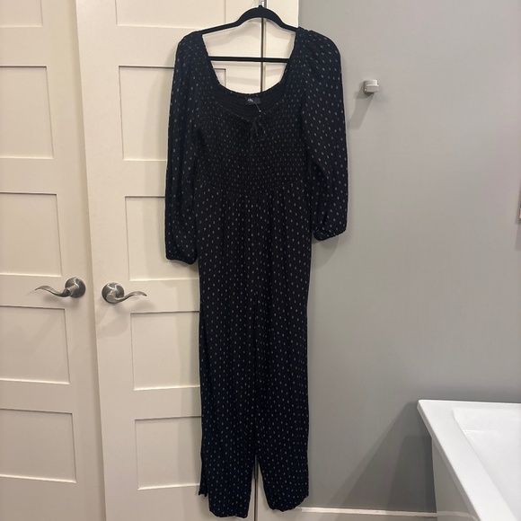 ABLE large Marion smocked jumpsuit black print pattern sold out $165 - Picture 1 of 8